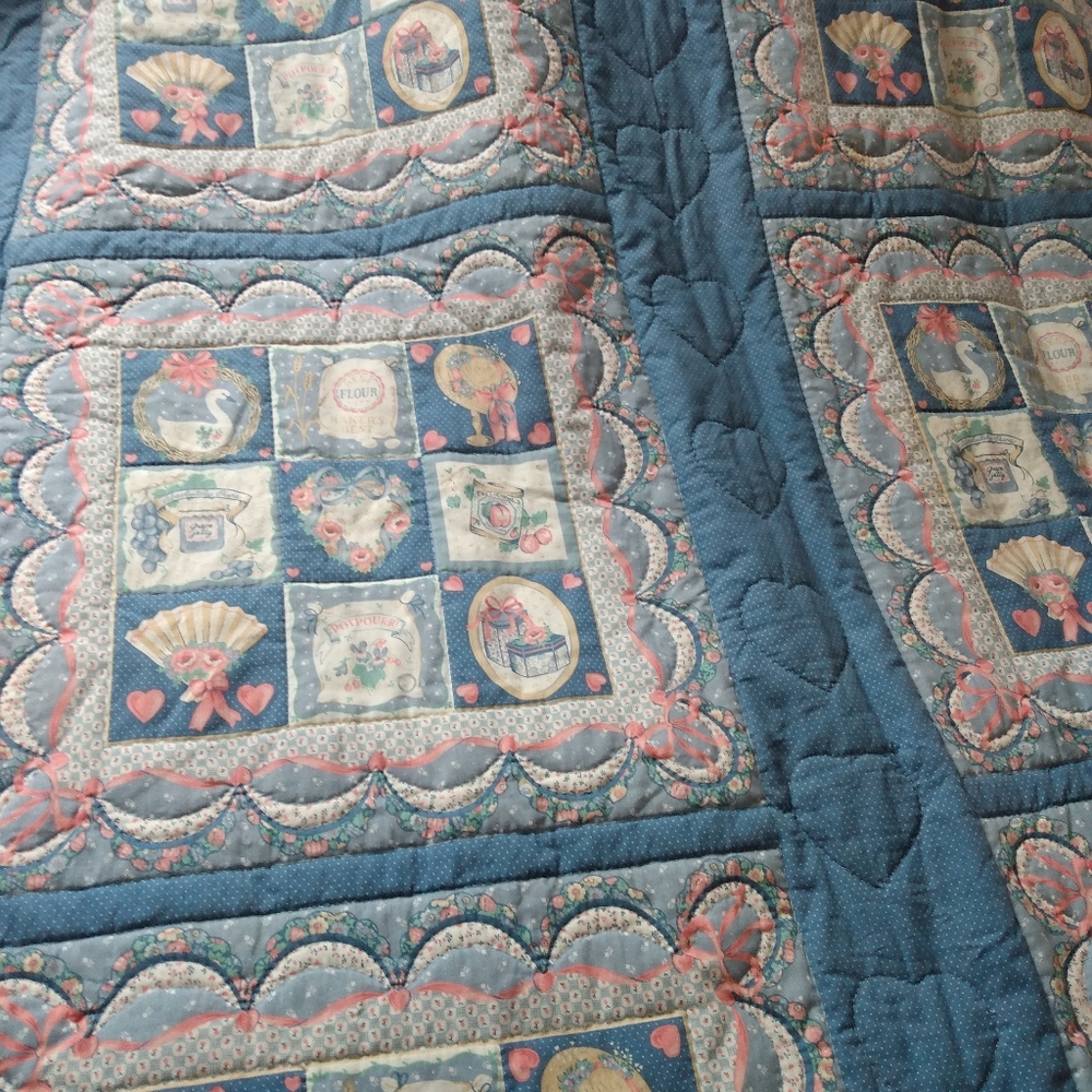 Patchwork Blue and Pink Quilt